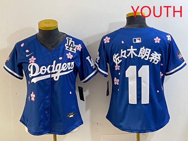 Youth Los Angeles Dodgers 11 R.Sasaki Blue Sakura Edition 2025 Nike MLB Jersey style 8